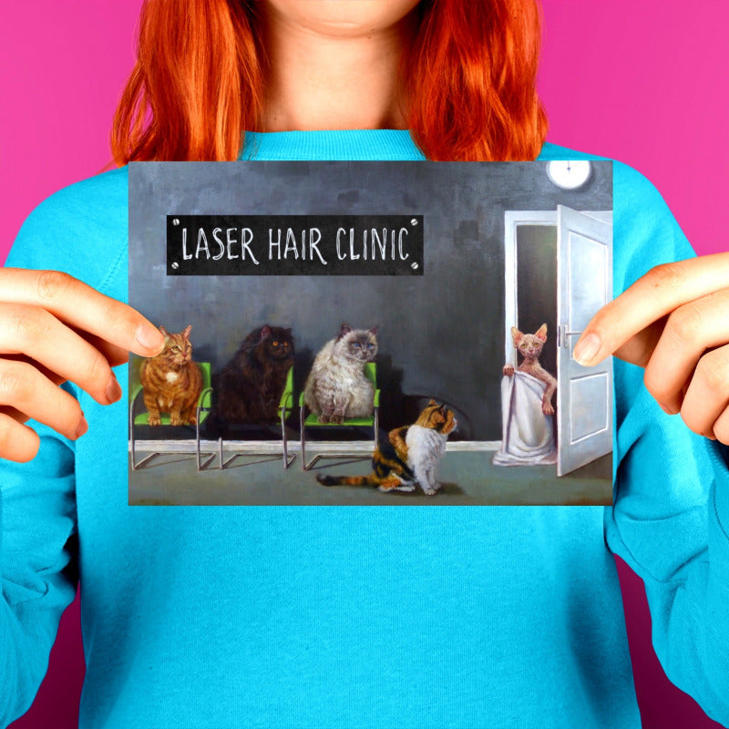 Laser Hair Clinic by Lucia Heffernan Cat Greeting Card