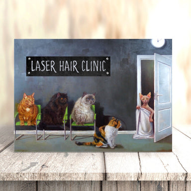 Laser Hair Clinic by Lucia Heffernan Cat Greeting Card