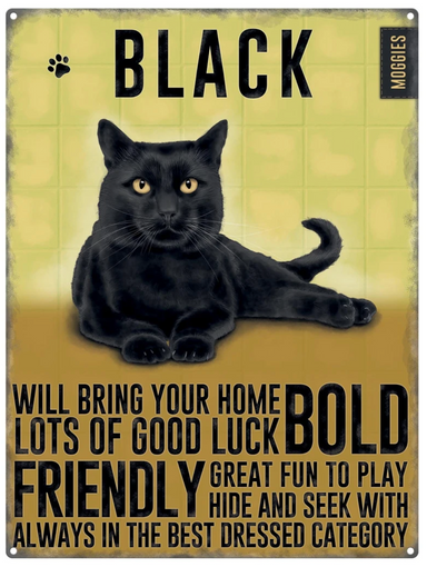 Black Cat Metal Hanging Cat Sign