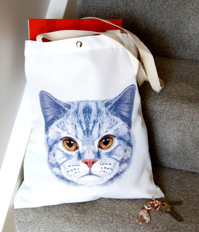 White Cat Canvas Tote Bag