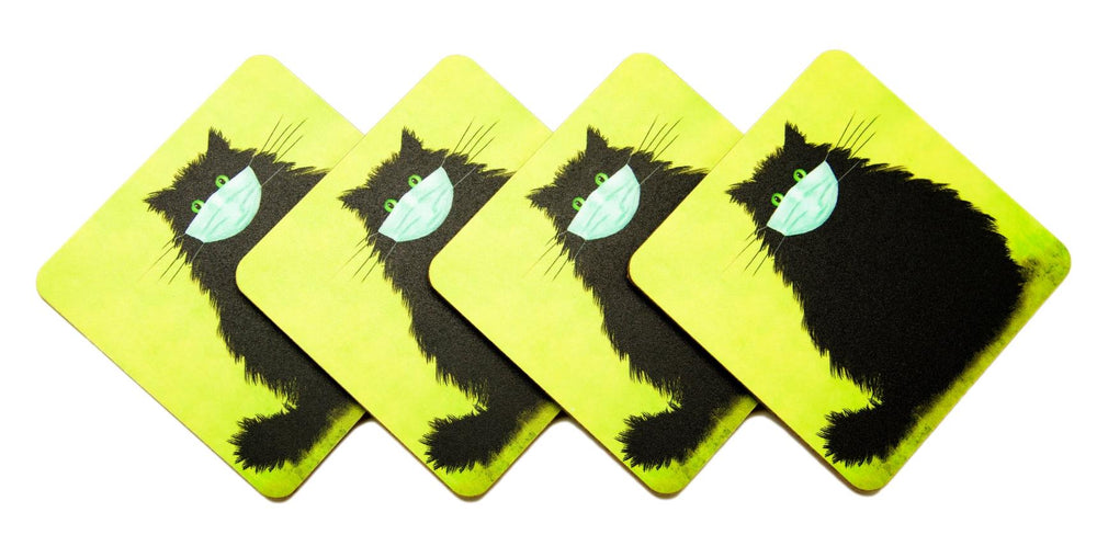 The Masketeer Black Cat Set of 4 Cat Coasters