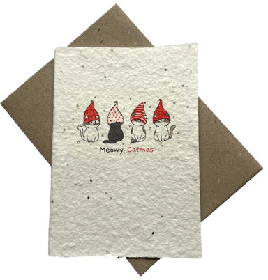 Meowy Catmas Seeded Paper Catnip Cat Greeting Christmas Card