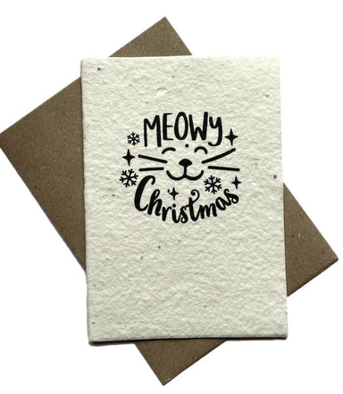 Meowy Christmas Seeded Paper Catnip Cat Greeting Card