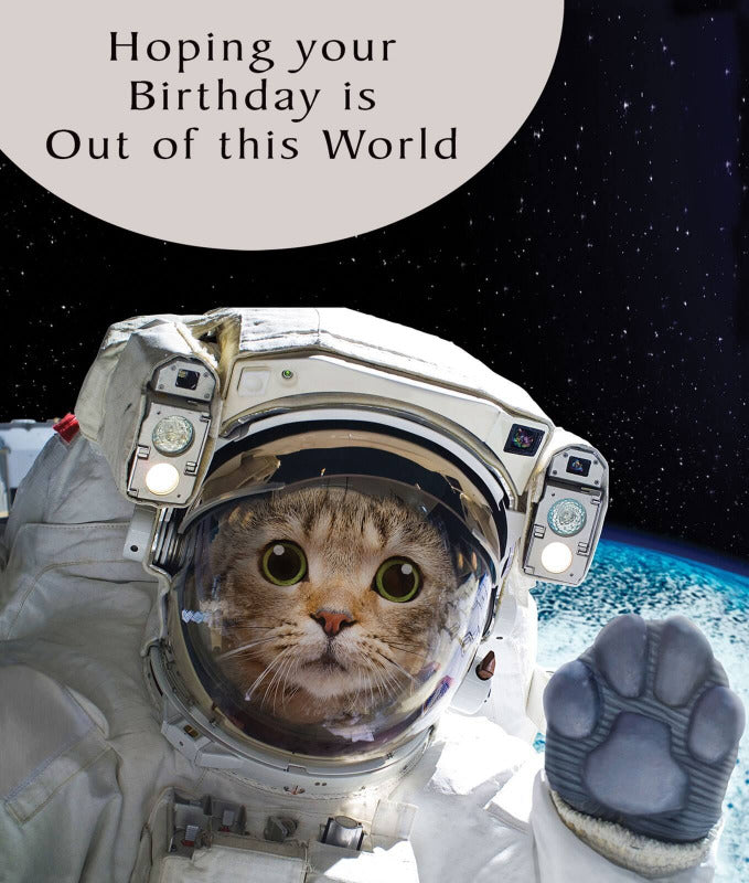 Astrocat Birthday Cat Card Hoping your Birthday is out of this world