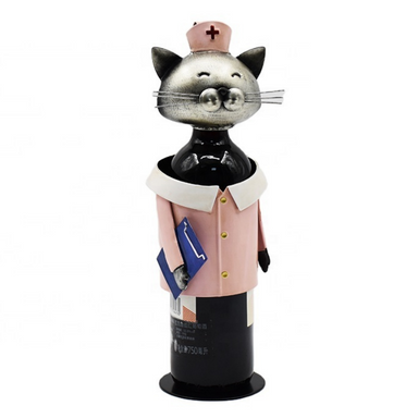 Nurse Metal Cat Wine Bottle Holder