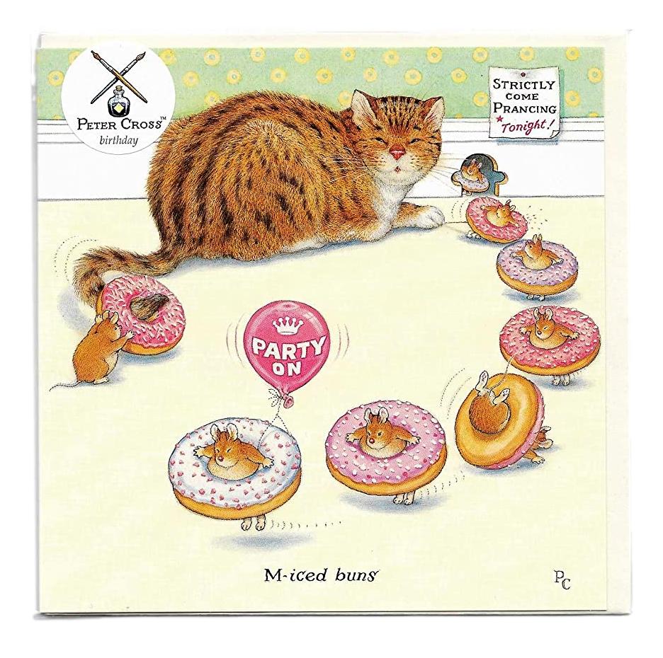 M-iced Buns Cat Birthday Greetings Card by Peter Cross