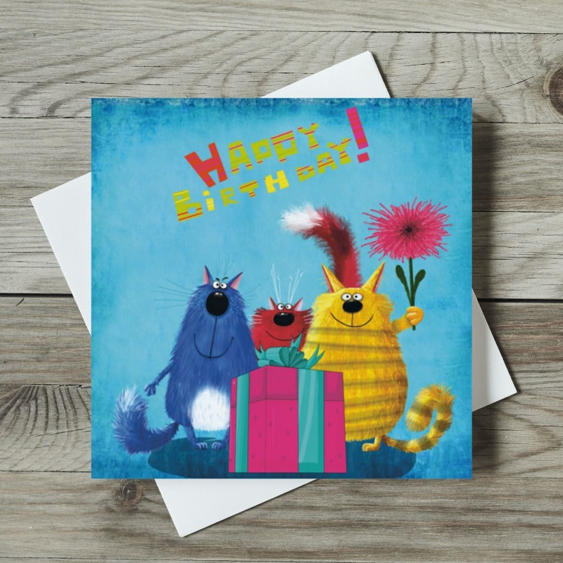 Peanut Butter and Jelly Cat Birthday Greeting Card