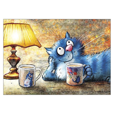 'Dreamer' Funny Cat Greeting Card by Rina Zeniuk
