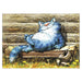 'In the Sun' Funny Cat Greeting Card by Rina Zeniuk