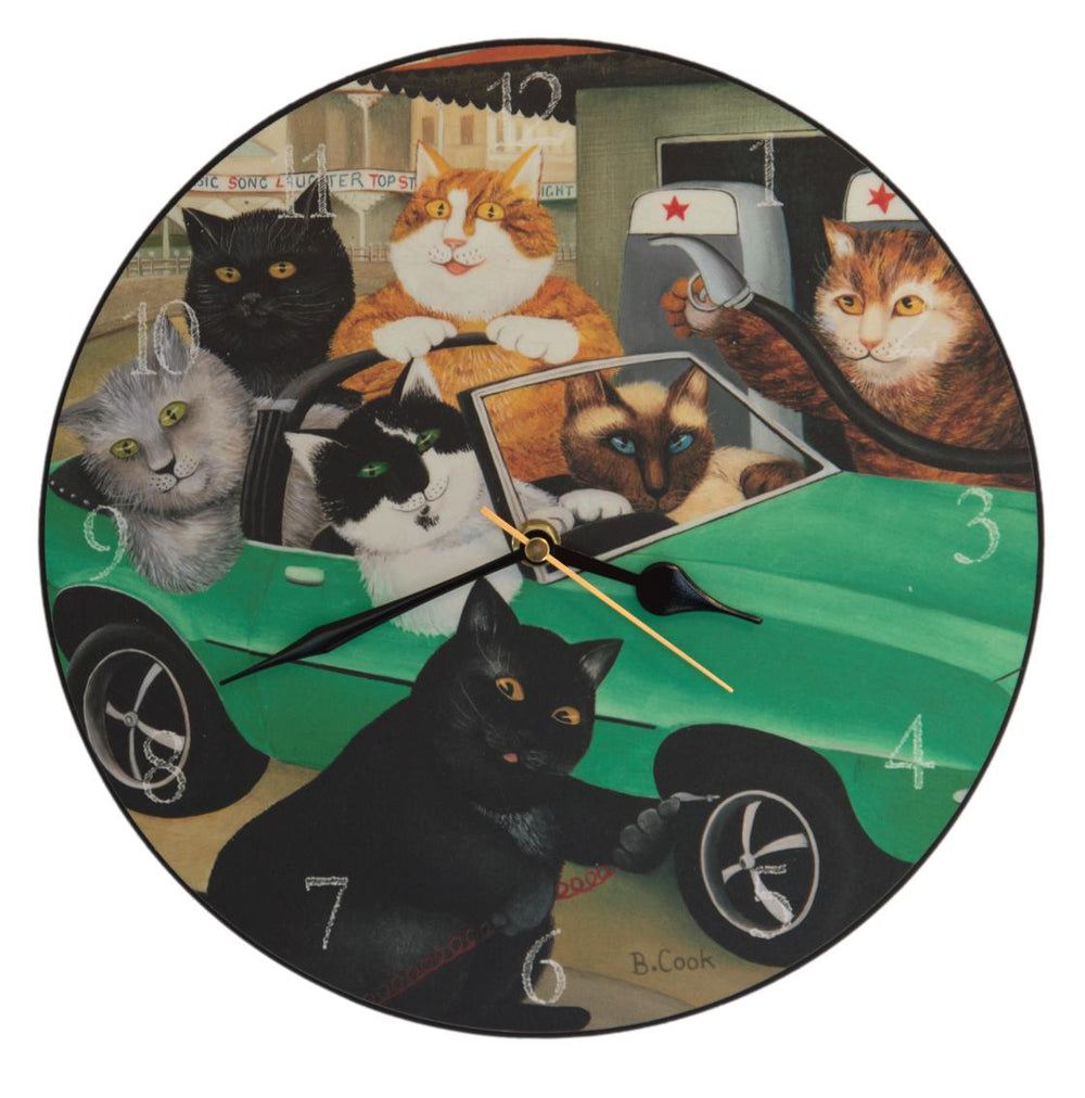 Beryl Cook Ruby's Wheels Cat Clock