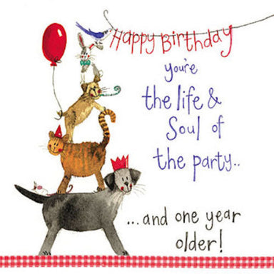 Glitter Life and Soul Cat Birthday Card