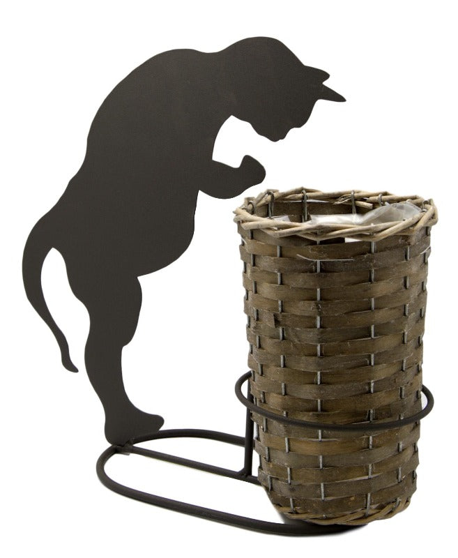 Silhouette Metal Black Cat Planter & Basket