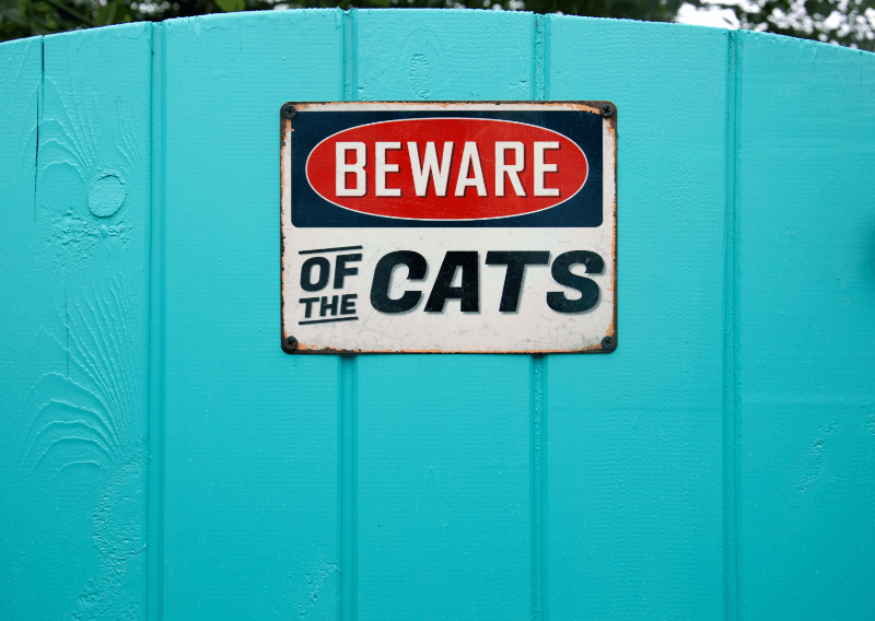 Beware of the Cats Metal Hanging Cat Sign