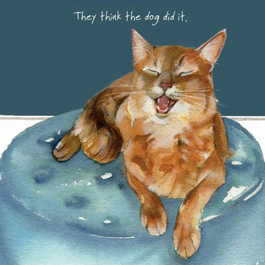'The Dog Did It' Cat Greeting Card by Anna Danielle