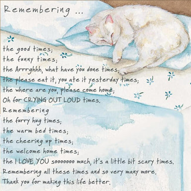 'Remembering Cat' Cat Greeting Card by Anna Danielle