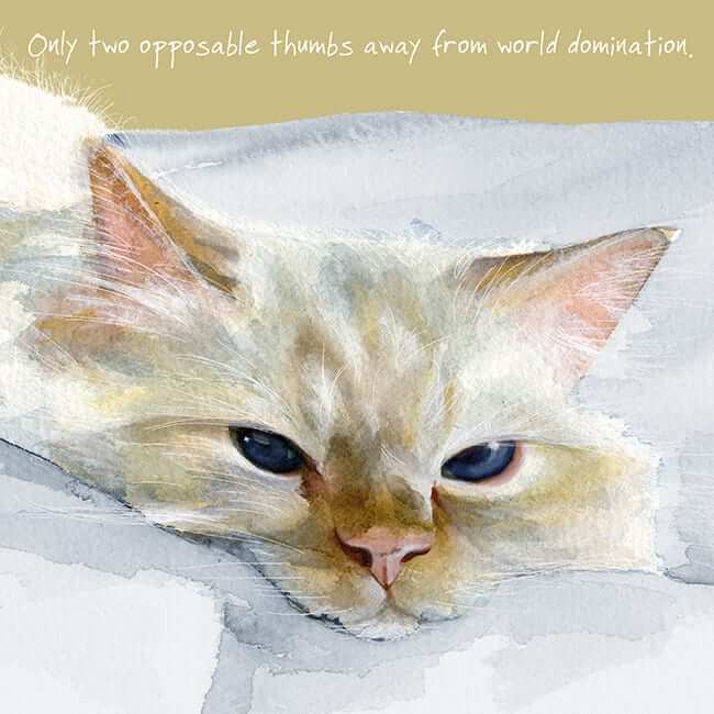 'Two Thumbs' Cat Greeting Card by Anna Danielle