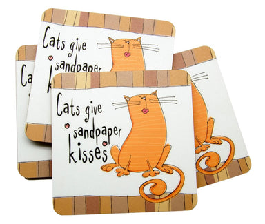 Sandpaper Kisses Set of 4 Cat Coasters