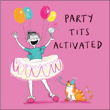 Party Tits Funny Rude Cat Greeting Card