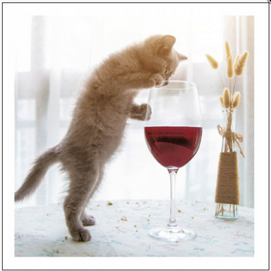 Just One Glass Funny Cat Greeting Card
