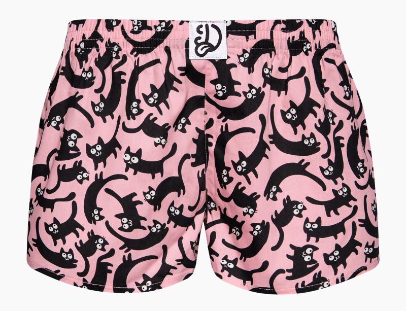 Pink and Black Cats Loose Womens Boxer Shorts
