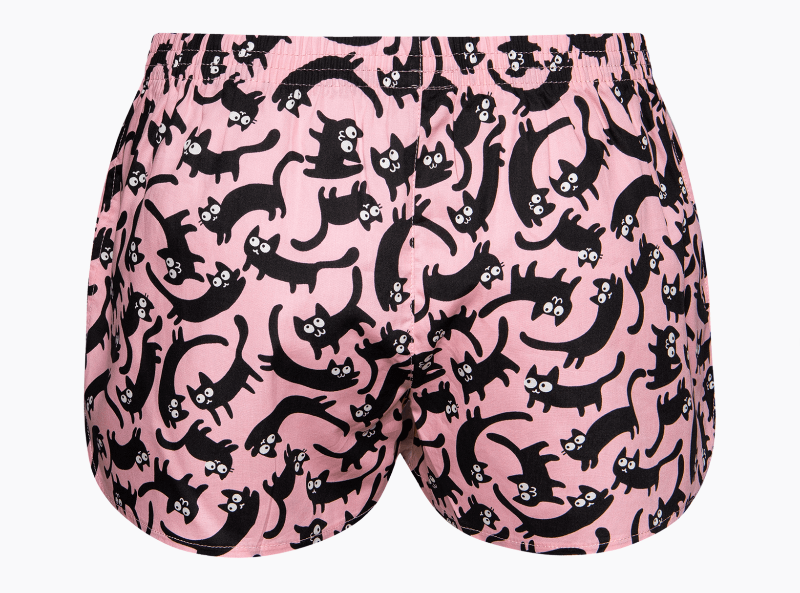 Pink and Black Cats Loose Womens Boxer Shorts