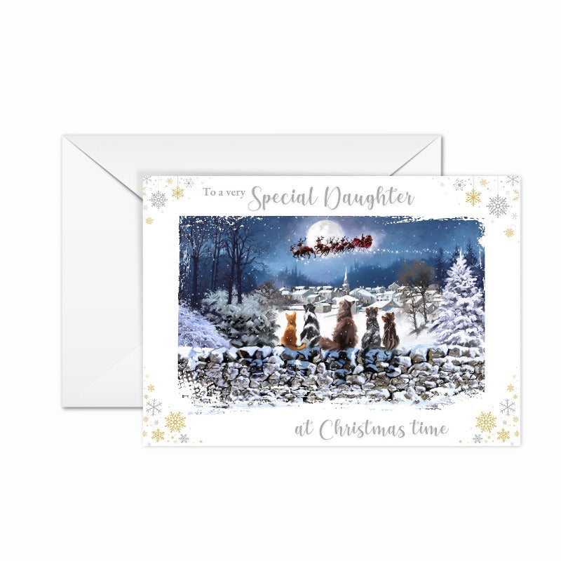 Richard Macneil Special Daughter Christmas Cats Greeting Card
