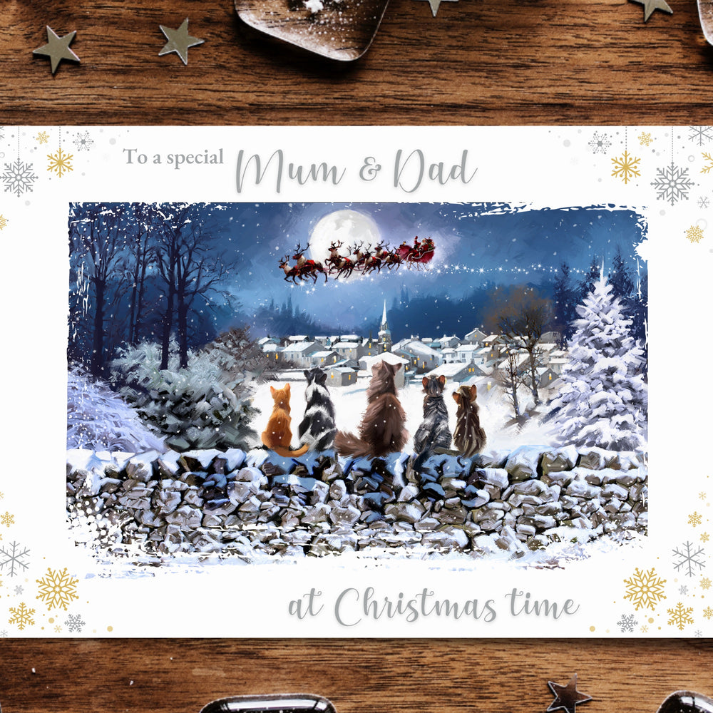 Richard Macneil Special Mum & Dad Christmas Cats Greeting Card