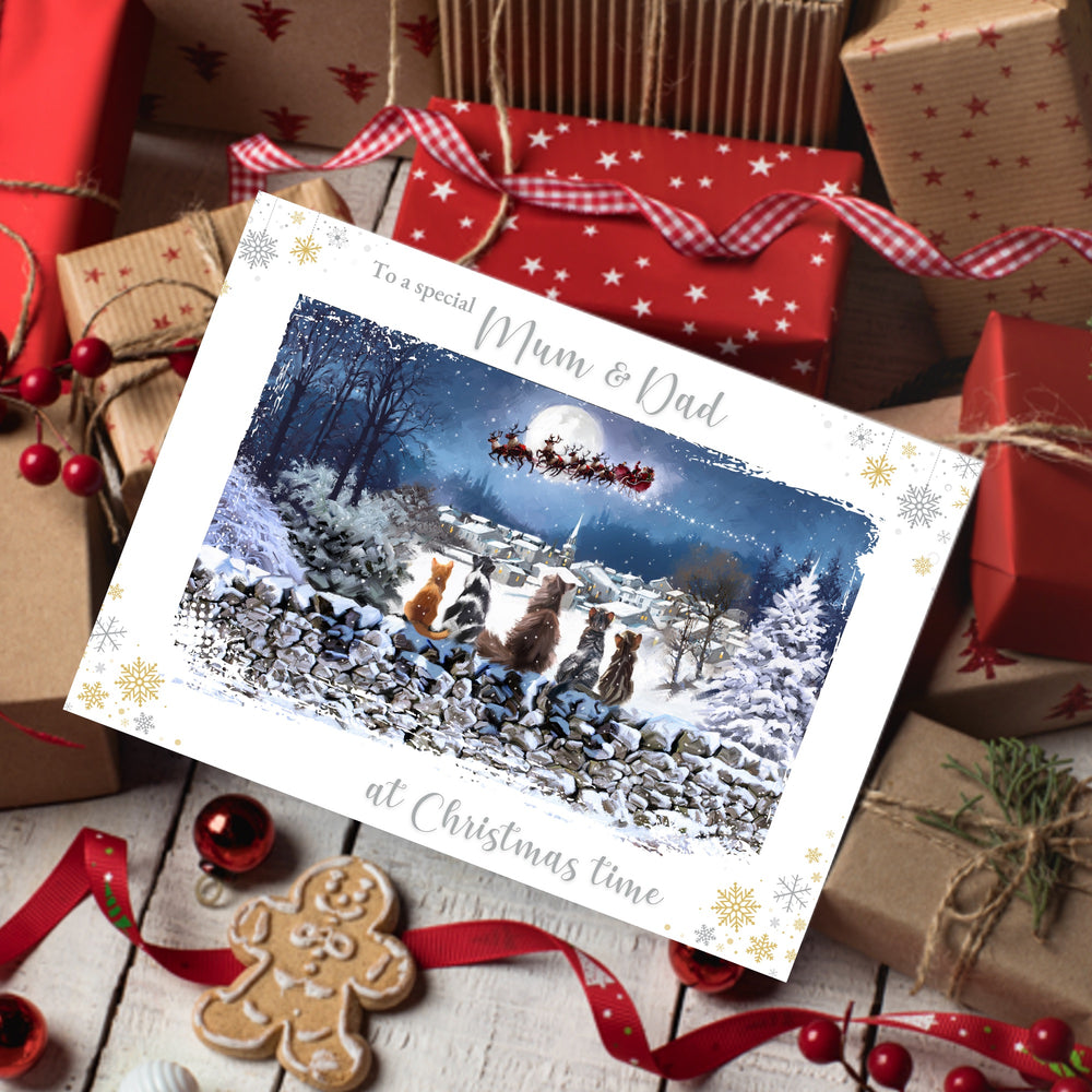 Richard Macneil Special Mum & Dad Christmas Cats Greeting Card