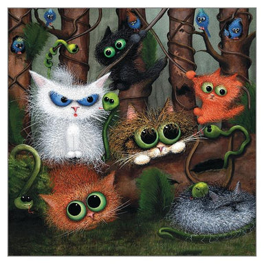 Tamsin Lord Cat Themed Greeting Card 'Fiendish Feline Jungle Fever' Funny Cat Greeting Card