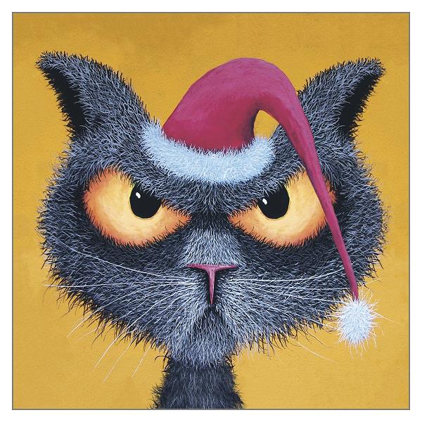 'Scrooge' Funny Cat Christmas Greeting Card by Tamsin Lord