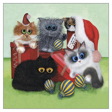 'Christmas Presents' Funny Cat Greeting Card - Tamsin Lord