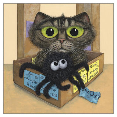 Tamsin Lord Cat Themed Greeting Card 'A Box of Mischief' Cat Greeting Card by Tamsin Lord