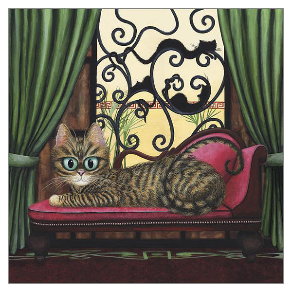 'Deco Divas' Cat Greeting Card by Tamsin Lord