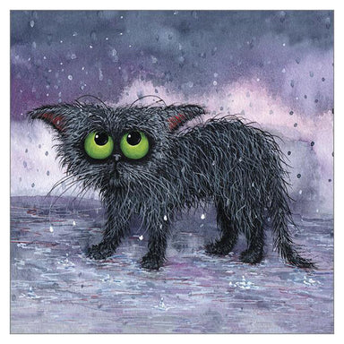 'One Soggy Spectacle' Cat Greeting Card by Tamsin Lord