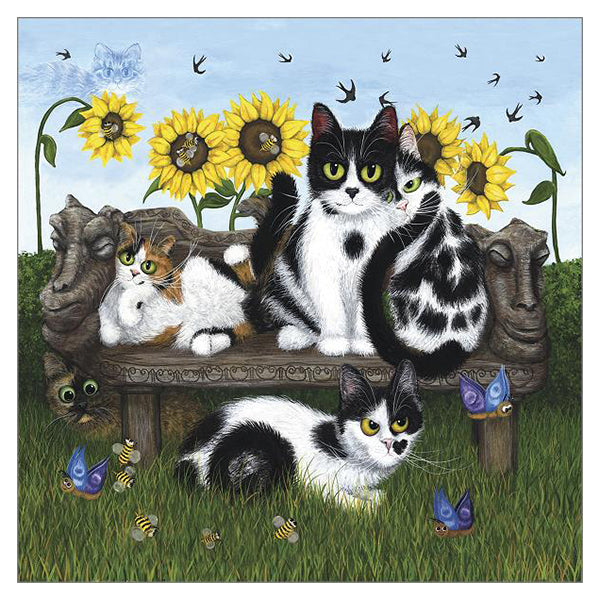 'Take Five (Felines)' Cat Greeting Card by Tamsin Lord