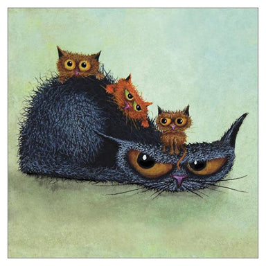 'Teeny Fiendly Climbing Frame!' Cat Greeting Card by Tamsin Lord