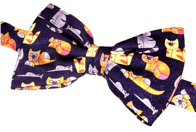 Blue Colourful Novelty Cat Bow Tie