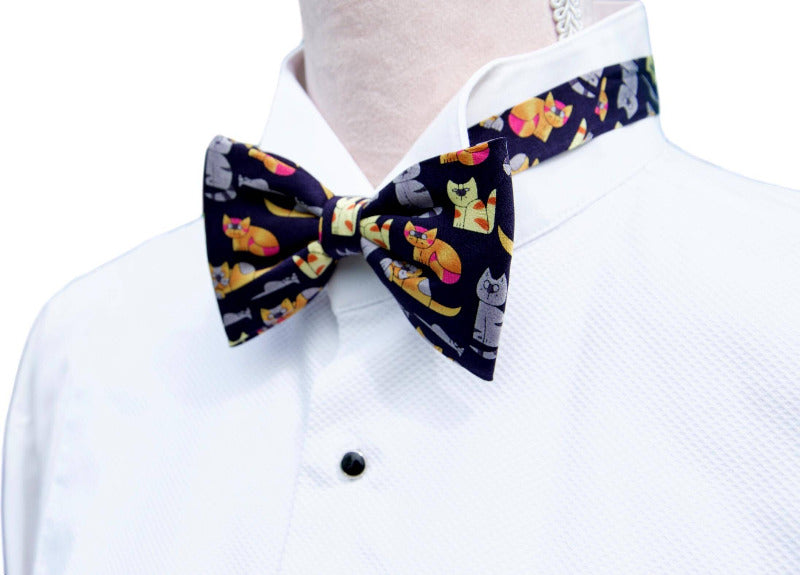Blue Colourful Novelty Cat Bow Tie