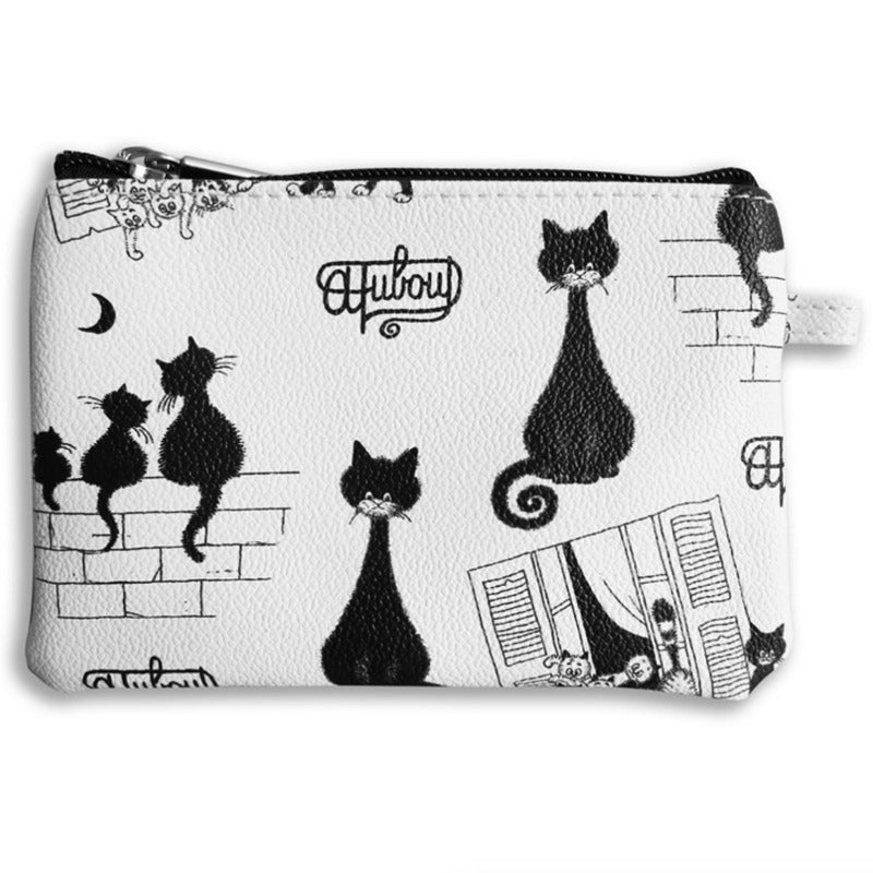 The Cats of Dubout – Small Coin and Card Purse Black and White