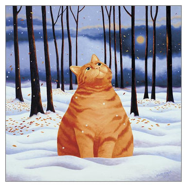 Vicky Mount Cat Themed Christmas Card 'First Snow' Cat Christmas Card