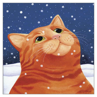 Vicky Mount Cat Themed Christmas Card 'Ginger Cat in Snow' Cat Christmas Card