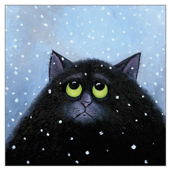 'Snow Again' Christmas Cat Greeting Card by Vicky Mount