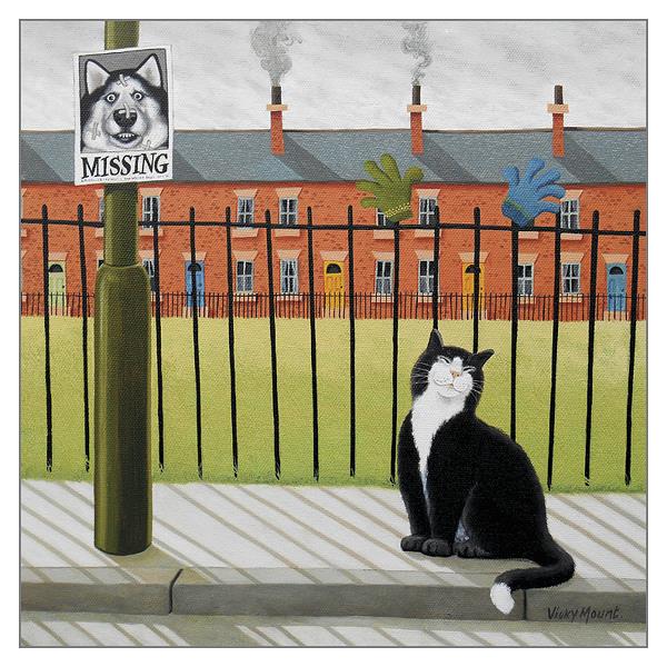 Vicky Mount Black Cat Themed Greeting Card 'A Vacancy' Cat Greeting Card