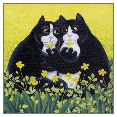 Vicky Mount Black Cat Themed Greeting Card 'Buttercups' Cat Greeting Card