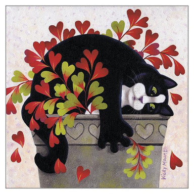 Vicky Mount Cat Themed Valentines Day Card 'Love Pot' Cat Greeting Card