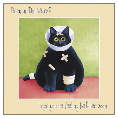 Vicky Mount Black Cat Themed Greeting Card 'In The Wars' Cat Greeting Card