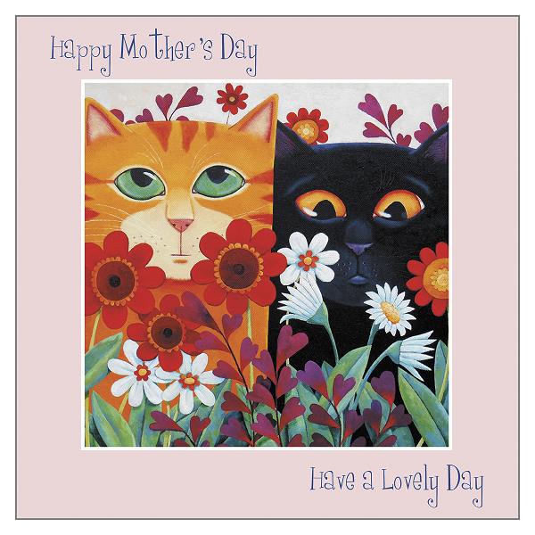 Vicky Mount Black Cat Themed Greeting Card 'Lovely Day' Mother's Day Cat Greeting Card