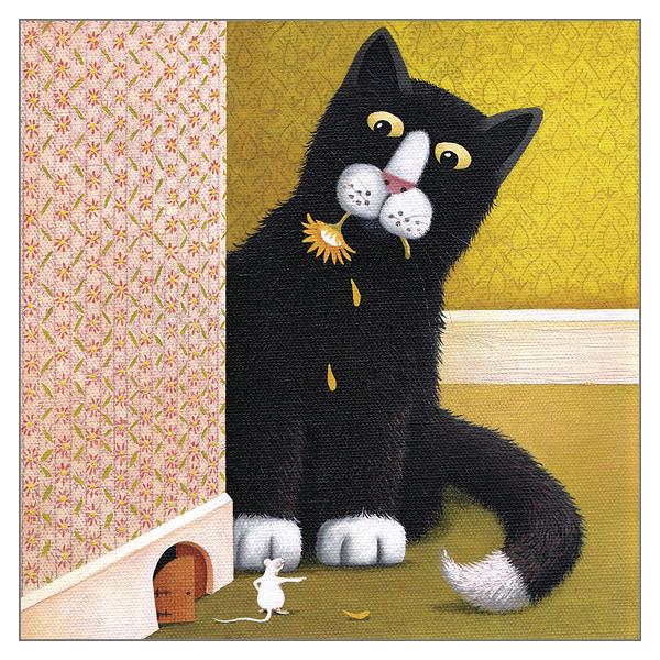 Vicky Mount Black Cat Themed Greeting Card 'A Wee Crush' Cat Greeting Card