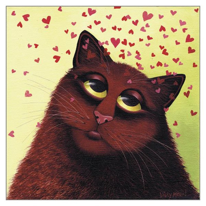 Vicky Mount Cat Themed Valentines Day Card 'Love Bugs' Cat Greeting Card