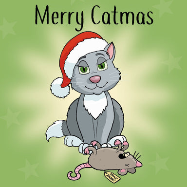 'Merry Catmas' Funny Cat Christmas Card by Michael Canine